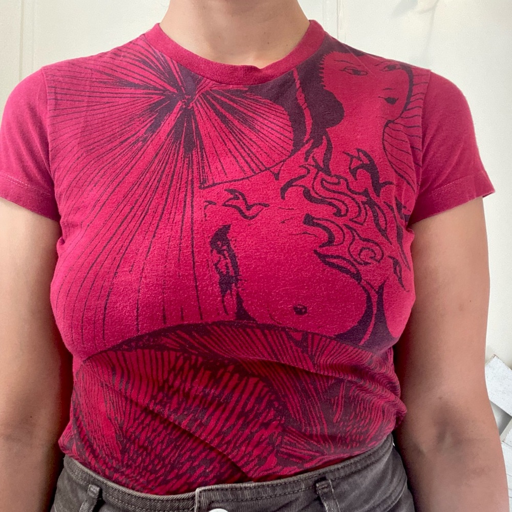 Y2K Japanese Geisha Print T-shirt - Picture 1 of 5